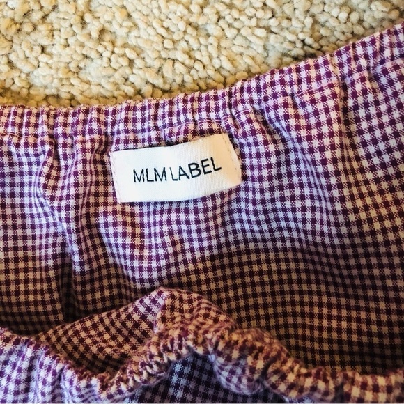 MLM LABEL BERRY GINGHAM OFF SHOULDER BOHO BLOUSE LARGE - Picture 4 of 8